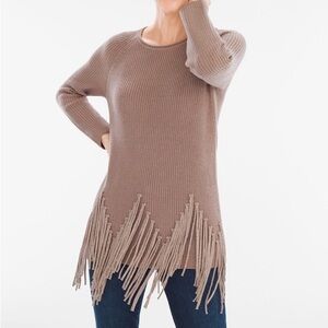 Beige Chico sweater size 0 with fringe